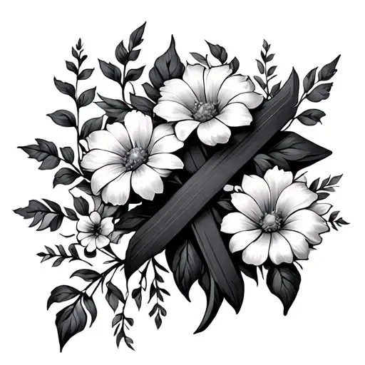 Cross With Flowers Growing