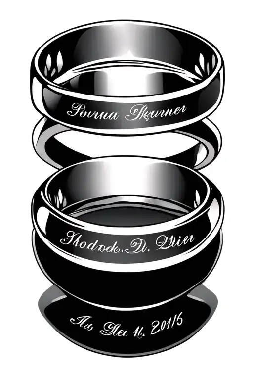 2 Wedding Rings With Names And Date