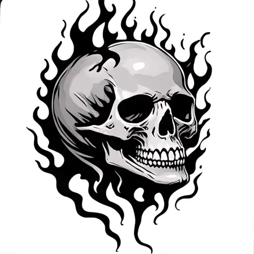 Skull Flames Ghost Emerging