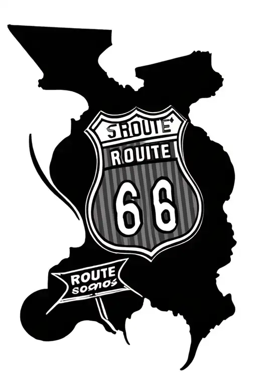 V8 In The Middle With Pinstriping And Route 66 Sign At The Bottom