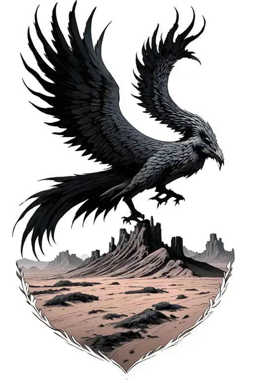 Phoenix Rising From Desert Scape That Transforms