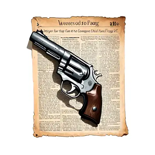 Newspaper Article And Revolver Wrapped