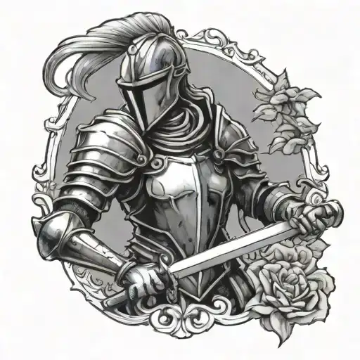 Female Knight Holding A Sword Going