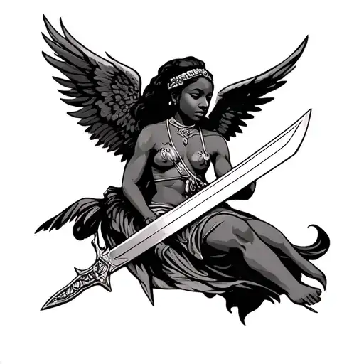 African Angel Holding A Sword