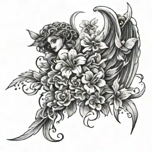 Angel Wings Made Of Lily Flowers