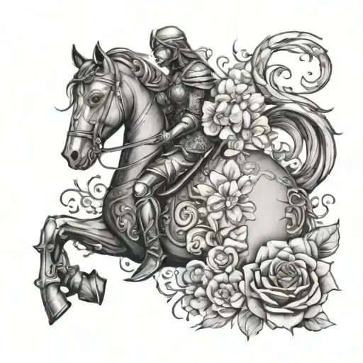Female Knight With Floral Patterns