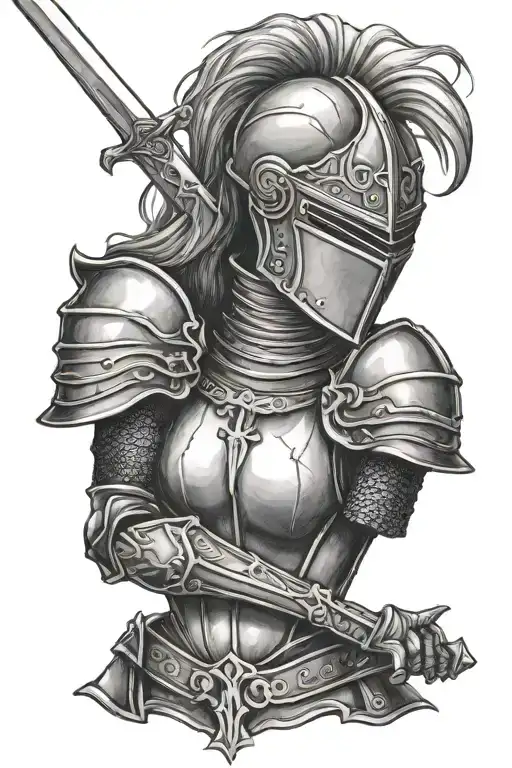 Female Knight Holding A Sword
