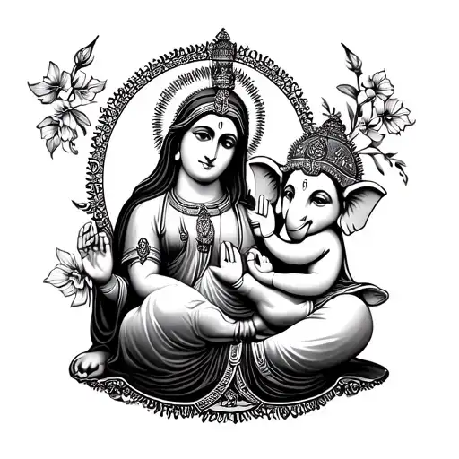 Virgin Mary With Divine Kid Lord Ganesha