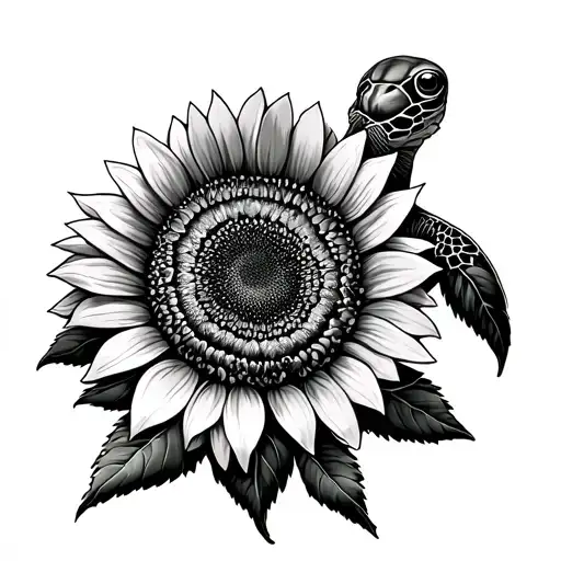 Turtle And Sunflower