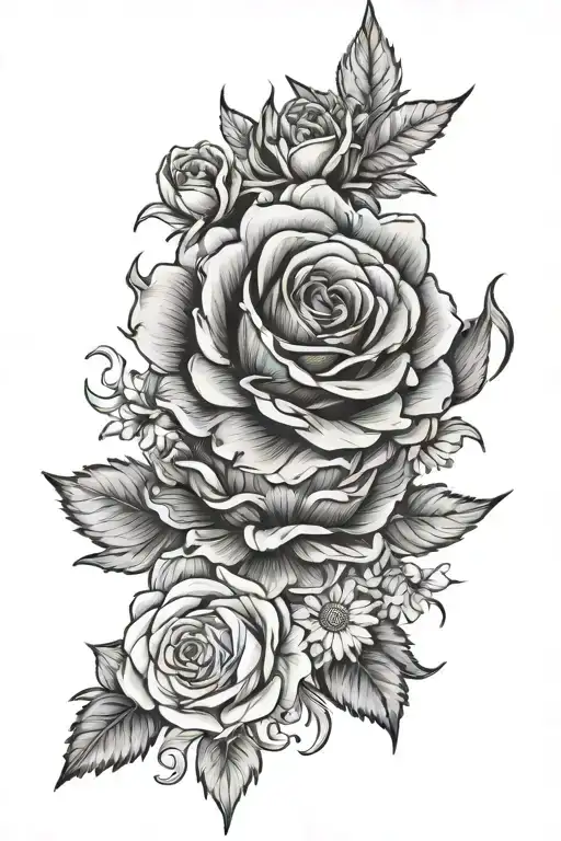 Rose And Chrysanthemum And Aster Flower