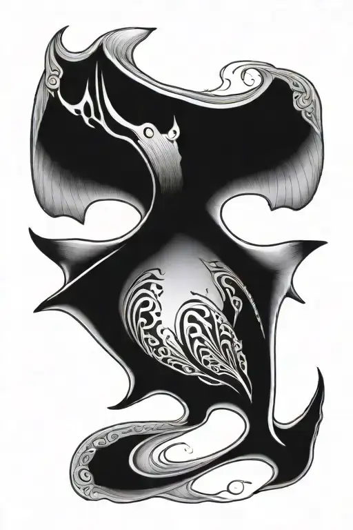 Manta Ray With Traditional Style