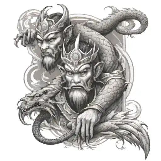 Monkey King And Dragon Wrapped