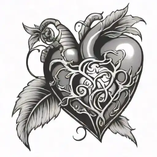 Neo Trad Broken Heart Chest Piece