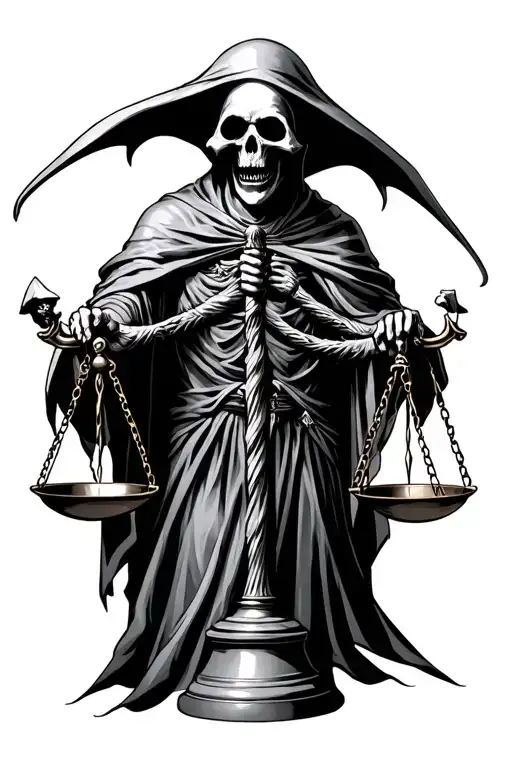 Grim Reaper Scales Of Justice Intertwined