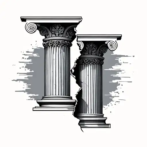 Greek Pillar Broken In Two