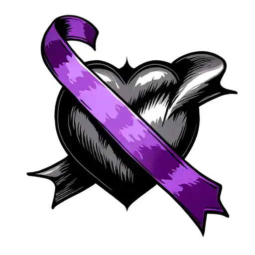 Black Heart Into Purple Cancers Ribbon
