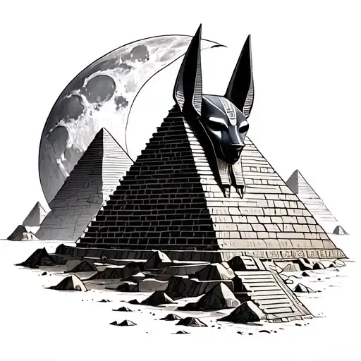 Anubis God Egypt Pyramid Moon