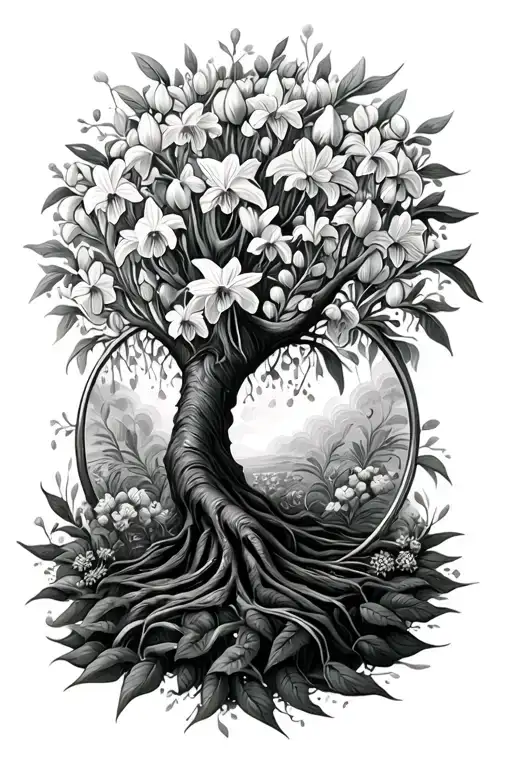 Mandala Lily Of Valley Daffodil Larkspur Violet Tree Of Life