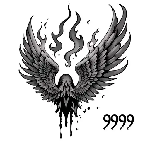 999 With Wings And Flames