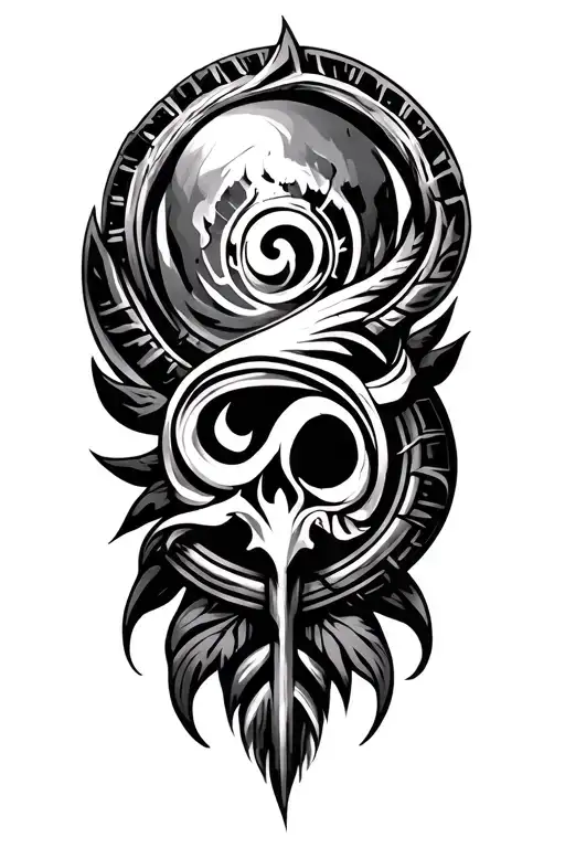 Tribal Land Mine On Left Shoulder Tattoo Design