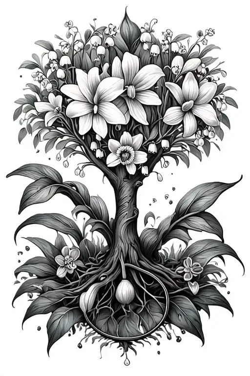 Mandala Lily Of Valley Daffodil Larkspur Violet Tree Of Life