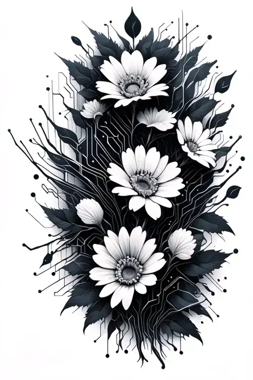 Flowers Designed With Circuit Board Wires Design