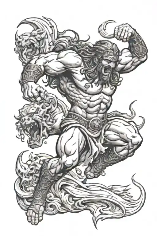 Samson Fighting Demons