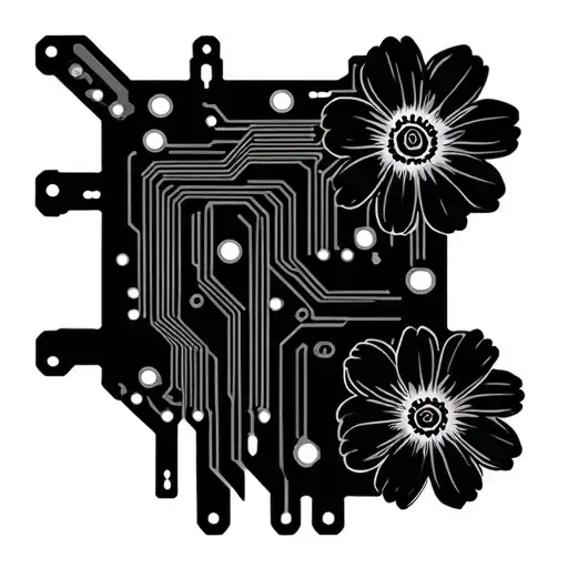 Circuit Board That Has Flowers In The Design