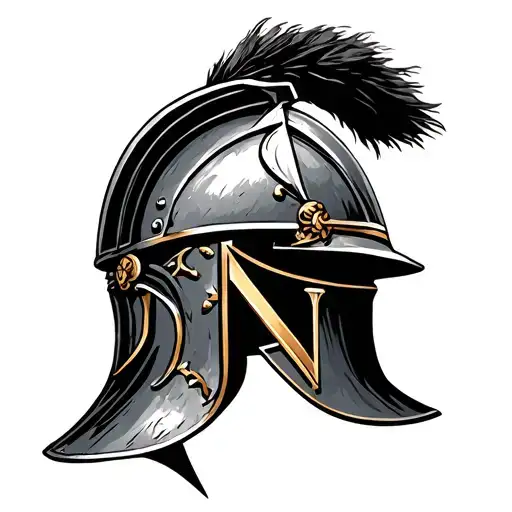 Roman Soldier Helmet And Initials Of D And N Letter