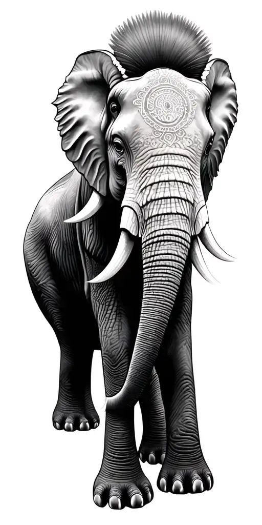 Elephant Adorned With Traditional