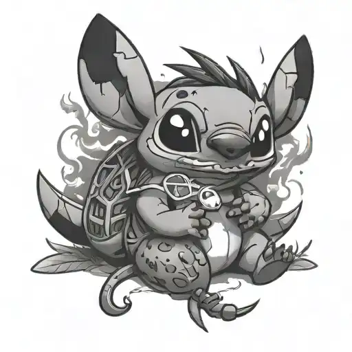 Stitch Smoking Weed With Pigachu