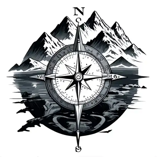 Compass And Mountains
