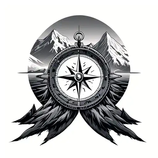 Compass And Mountains