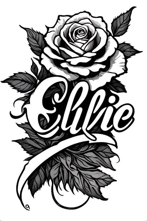 Ellie Cursive With A Rose Intertwined