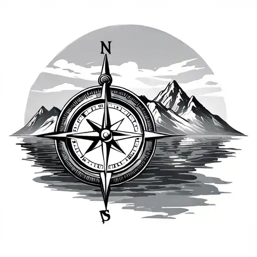 Compass And Mountains Simple