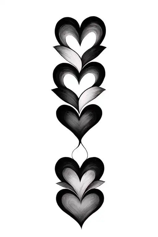 6 Hearts Connected Side By Side