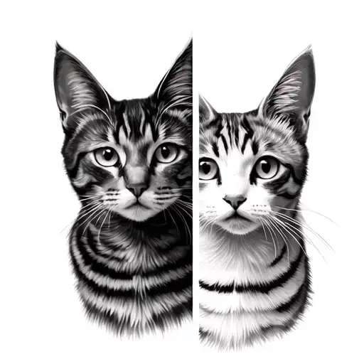 Two Cats Facing Opposite Directions