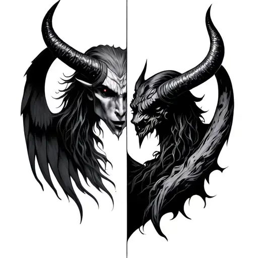 Heaven God Vs Hell Devil Horns