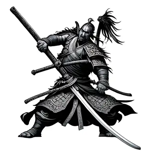 Samurai Warrior Wielding His Sword