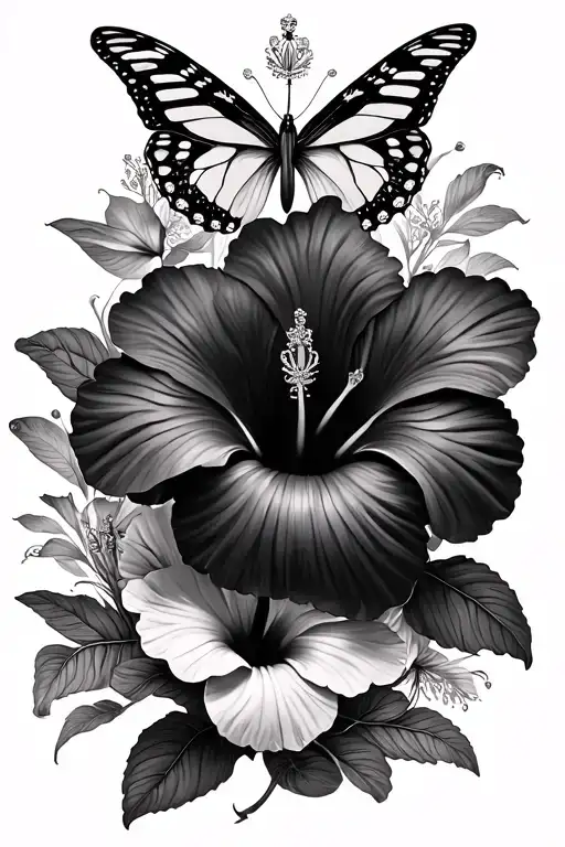 Hibiscus And Butterflies And Tiara