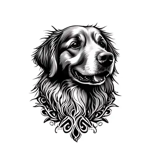 Golden Retriever Maori Tattoo Design