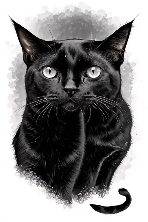 2 Black Cats Looking In Opposite Directions