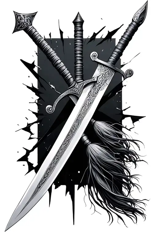 Shattered Shashka Sword With Tassel Minimalist