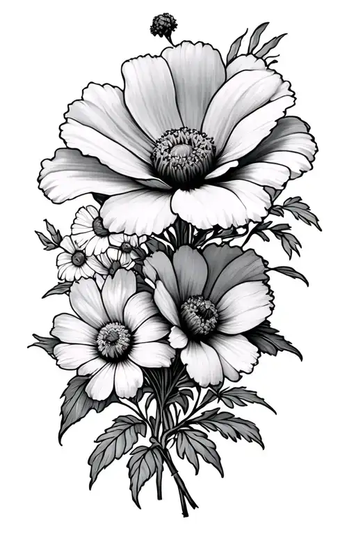 Bouquet Cosmos And Nacissus