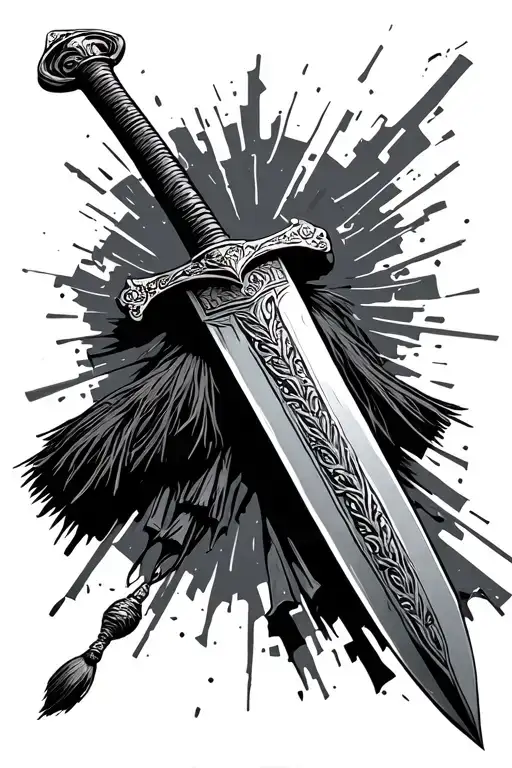 Shattered Cossack Shashka Sword With Tassel Minimalist