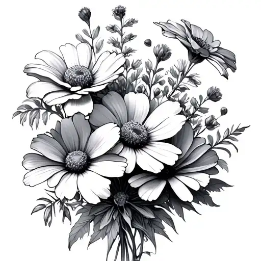 Bouquet Cosmos And Nacissus