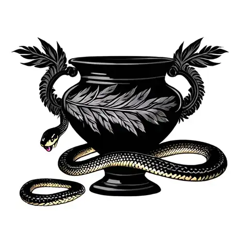 South America Vase And Feathered Mitic Snake
