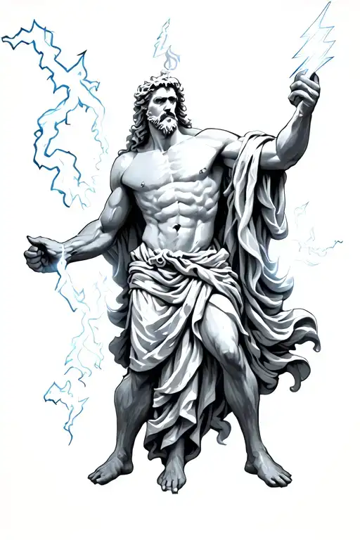 Zeus Holding A Lightning Bolt