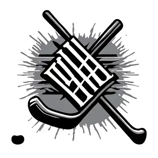 Roman Numerals On Chest With Hockey Stick