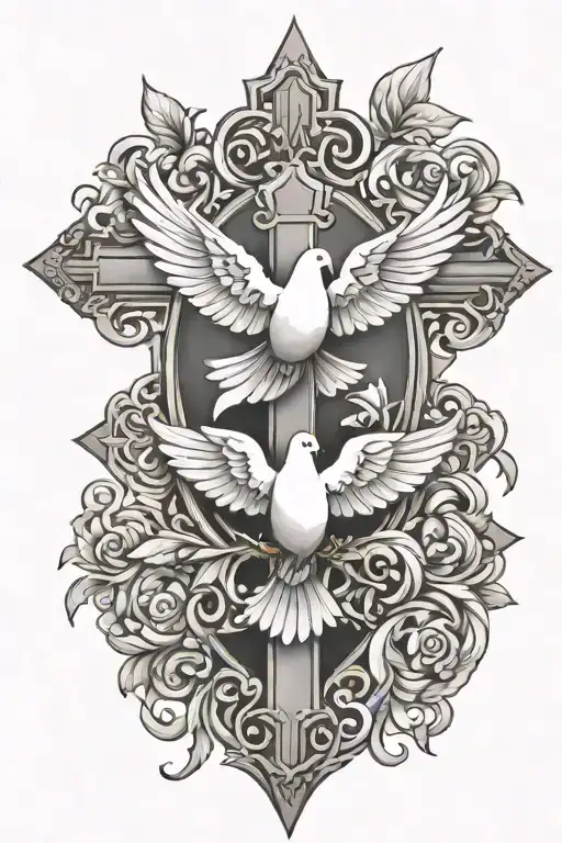 Christian Cross And White Dove
